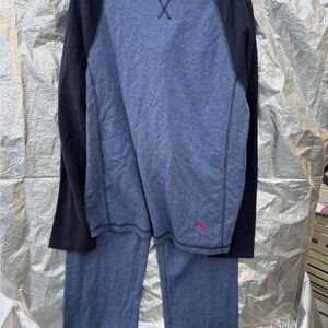 Tommy Bahama Navy and Charcoal Long Sleeve Top